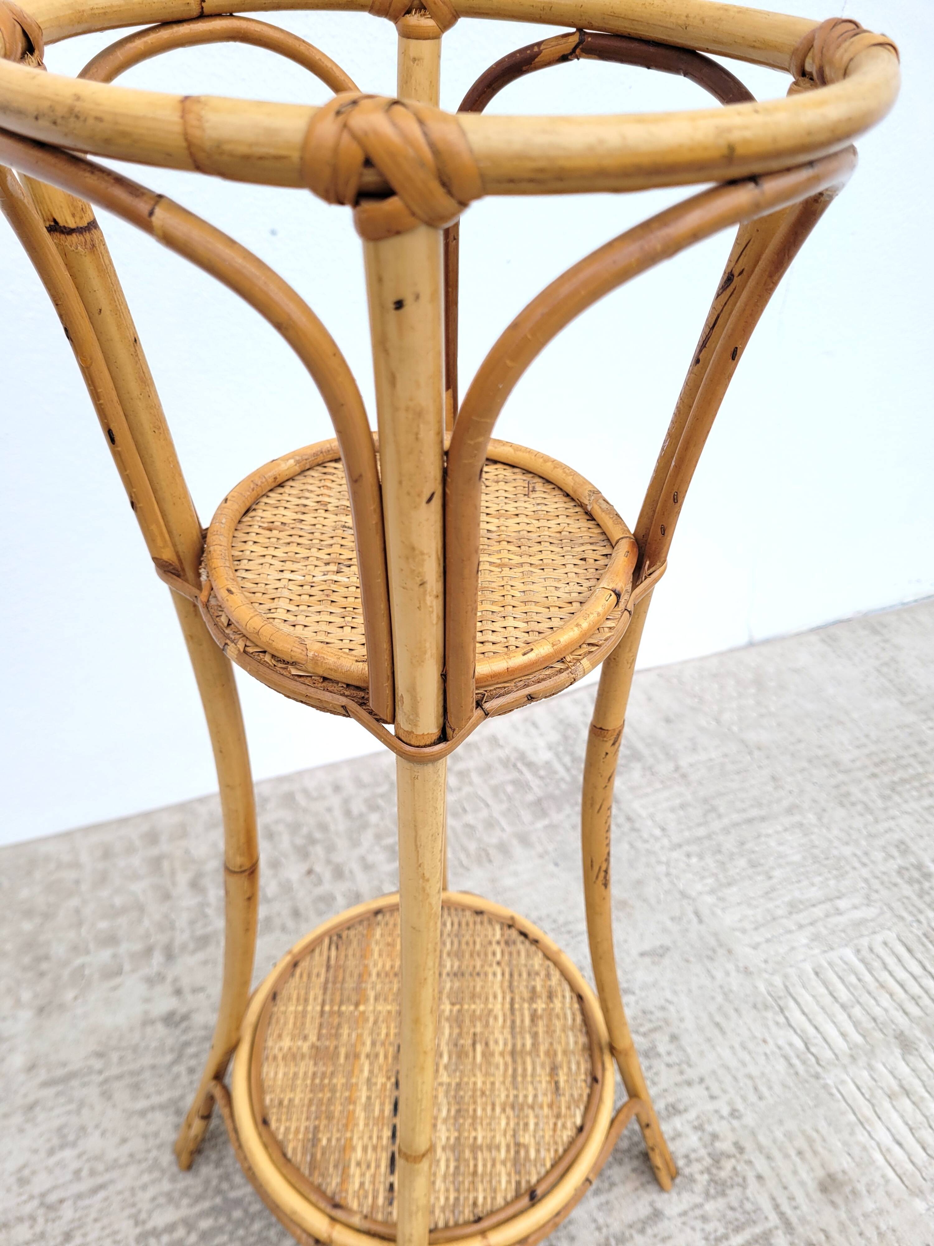 Vintage rattan plant holder