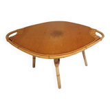 1960s rattan and wood coffee table