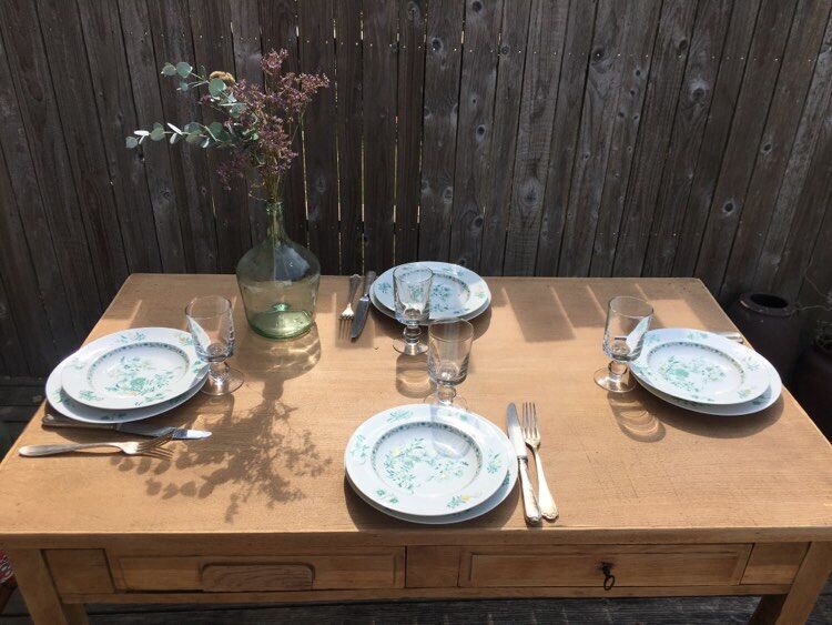 Raw wood farm table