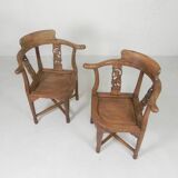 Set of 2 teak corner chairs, 1980s