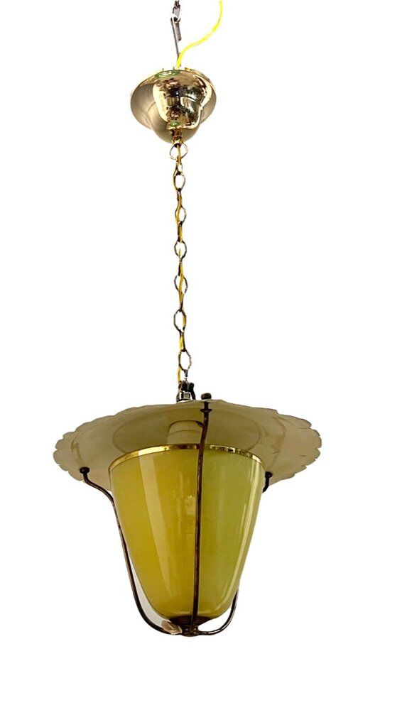 Vintage italian opaline glass lamp, 1950s