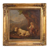 Antique 19th century bucolic landscape painting