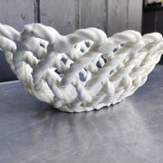 Vintage woven ceramic fruit bowl