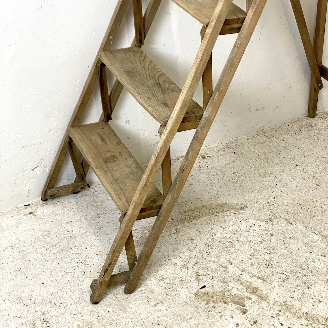 Antique wooden workshop stepladder from the 1950s