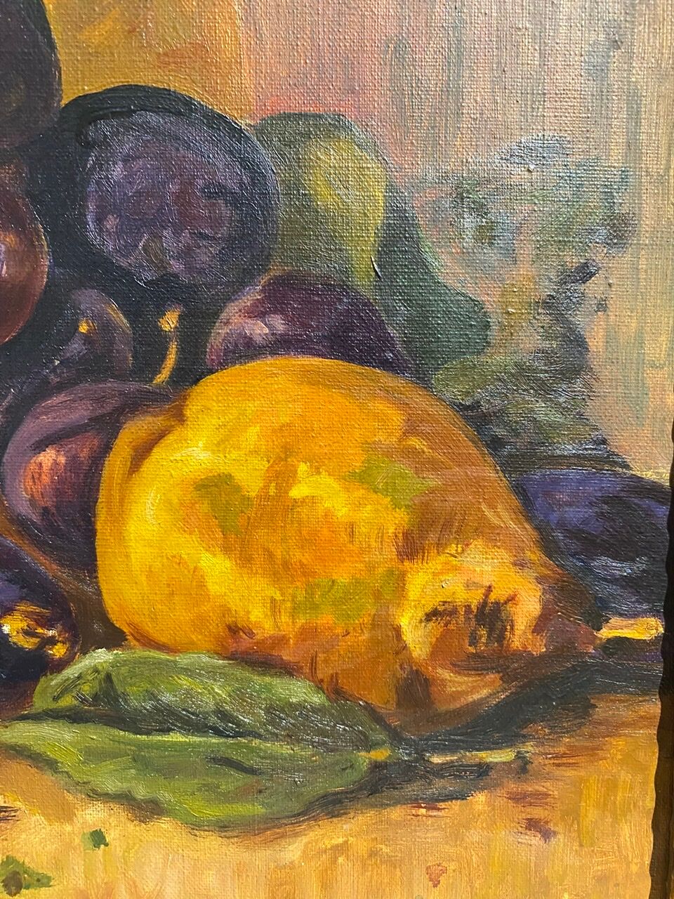Still life with quetsches and pears signed and dated 1935