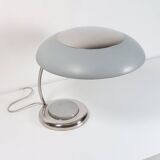 Rare lampe de bureau vintage, lampe de table RDA bleu clair chromé