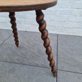 Wooden coffee table twisted tripod base