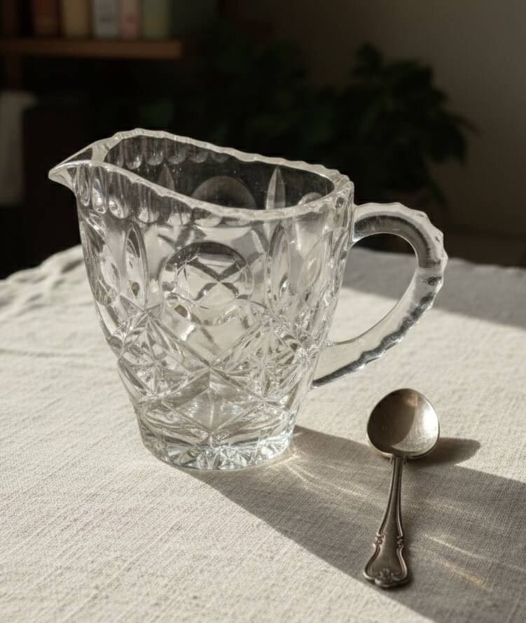 Hand-cut crystal cream jug - Vintage charm