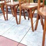 Suite of four foot bistro chairs with hoops / vintage 40s-50s