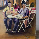 The flower market, oil on canvas signed Luga.