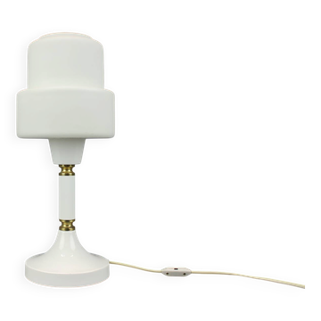 Opaline Glass and Brass Table Lamp Drukov Brno, Czechoslovakia, 1970s