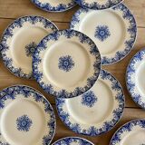 Set of 12 antique flat ironstone plates - Normandy -