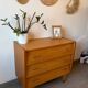 Vintage oak chest of drawers from the 1960s.