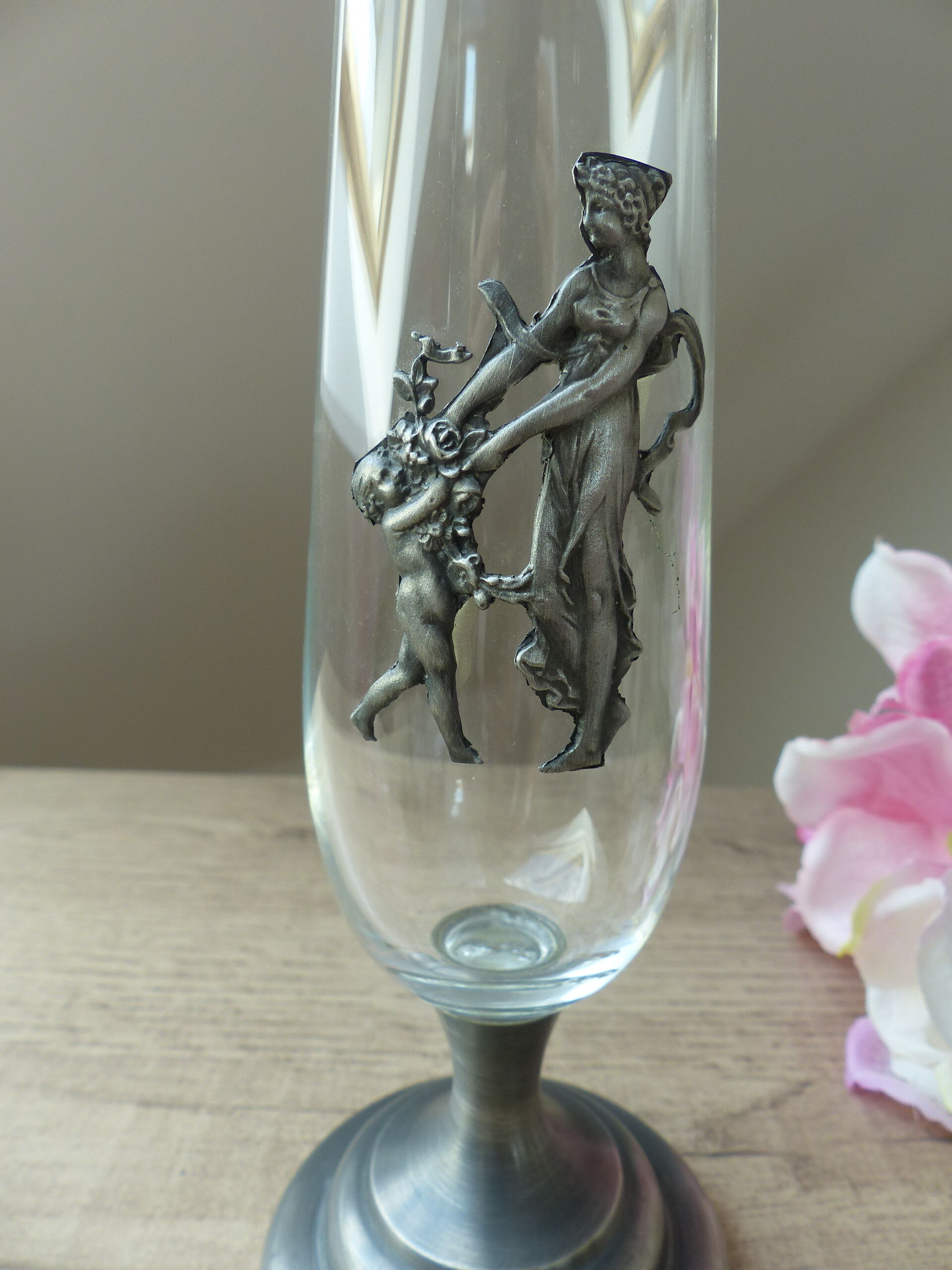 Glass and metal soliflore vase