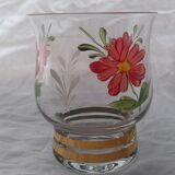 6 verres dorés et peint à la main de fleurs