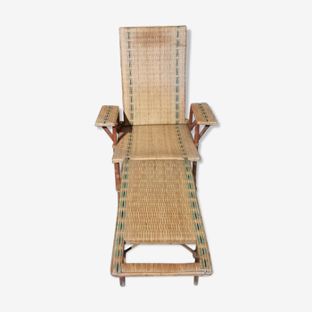 Long chair in rattan circa 1960 vintage