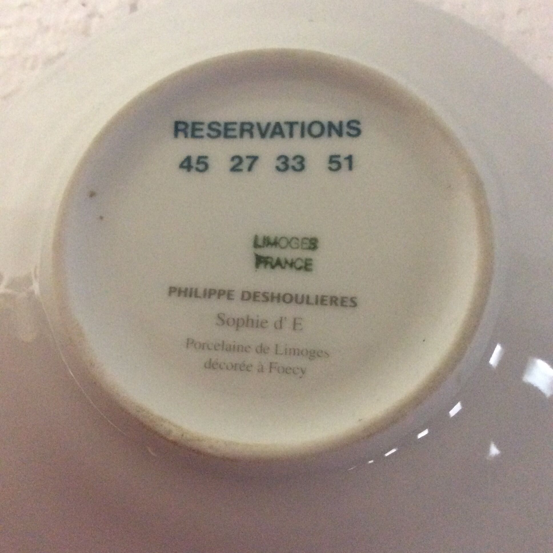 Porcelain ashtray Limoges Philippe Deshoulieres