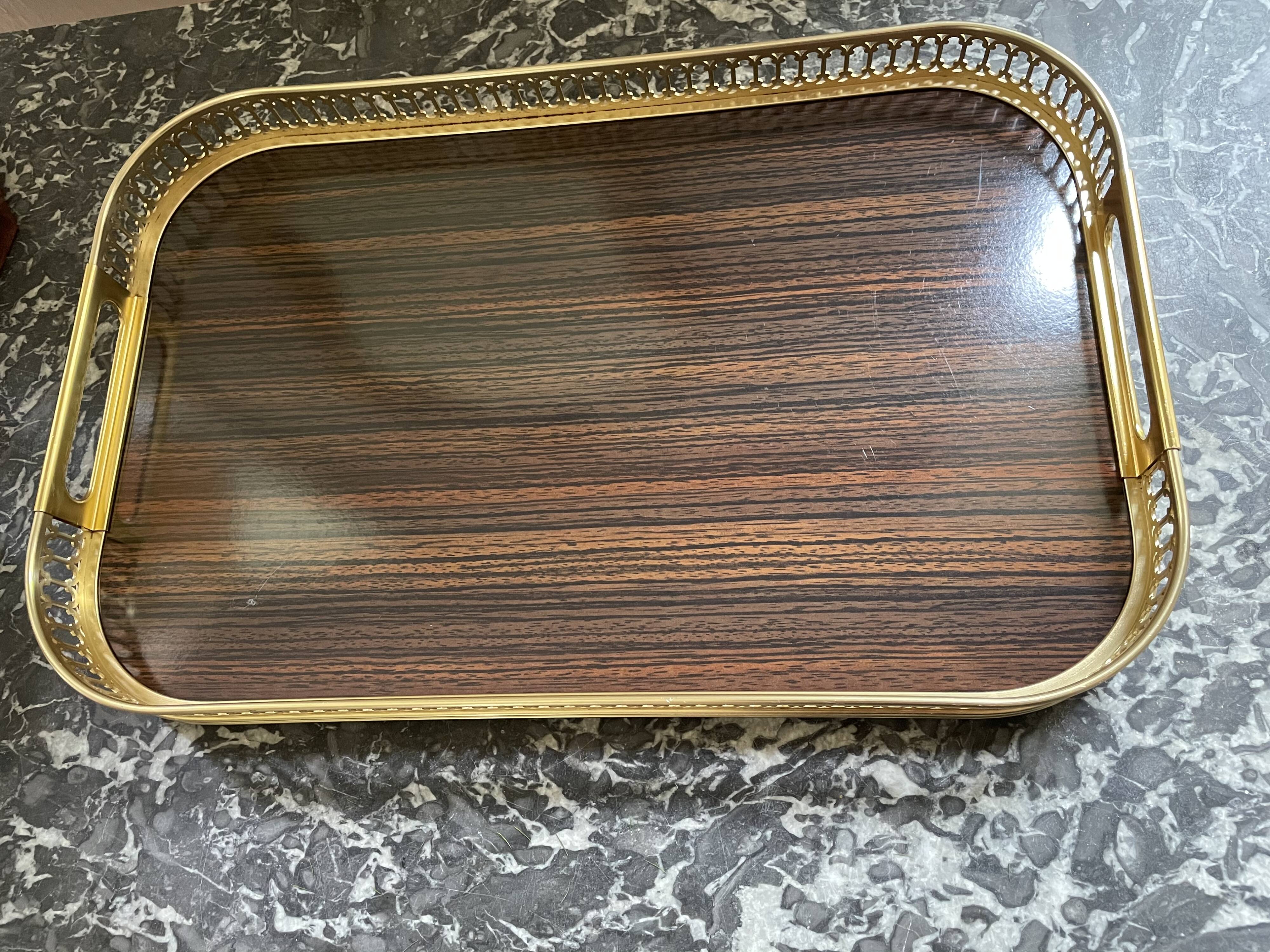 Vintage brass and formica tray 1950s