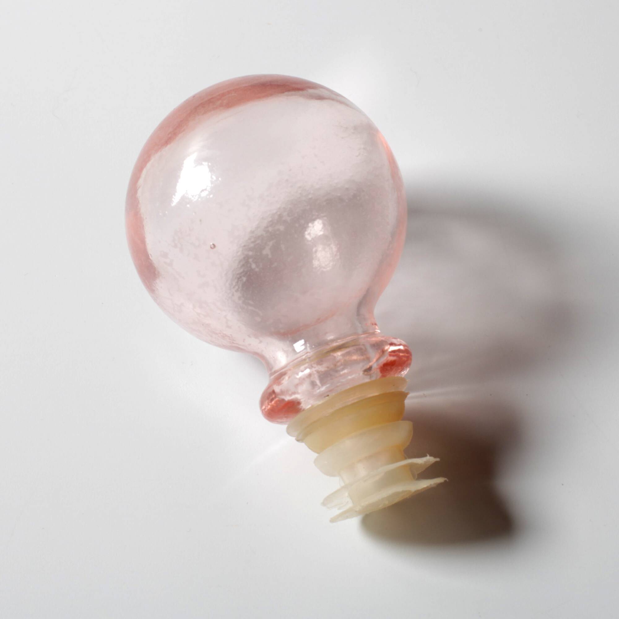 Vintage Small Pink Glass Decanter with Stopper: Mid-Century Empoli Italian