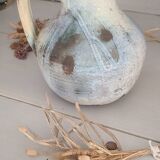 Old bulbous jug pottery vase glazed grey-blue stoneware vintage