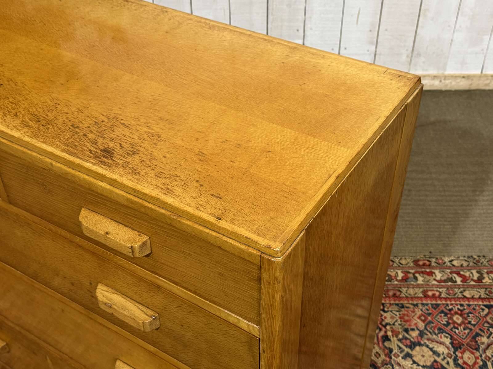 1950s English oak chest of drawers