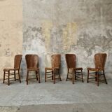 Rare set of 5 chestnut chairs