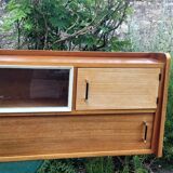 Vintage wooden display cabinet shelf unit – 195 cm