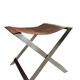 FOLDING STOOL KNOWN AS "PLOYANT" IN BRUSHED STEEL AND LEATHER, SIGNED AMAURY WATINE