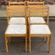 4 Scandinavian dining chairs in solid wood and fabric from the 1980s.