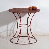 Antique painted metal table – European round industrial table – circa 1920