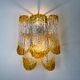 Pair of two-tier Mazzega Murano wall sconces, orange frosted glass, Italy, 1960s