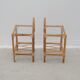 Pair of rattan and glass bedside tables, France 1970