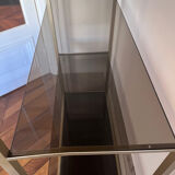 Vintage Ligne Roset Smoked Glass & Metal Shelving Unit (1980s) moo