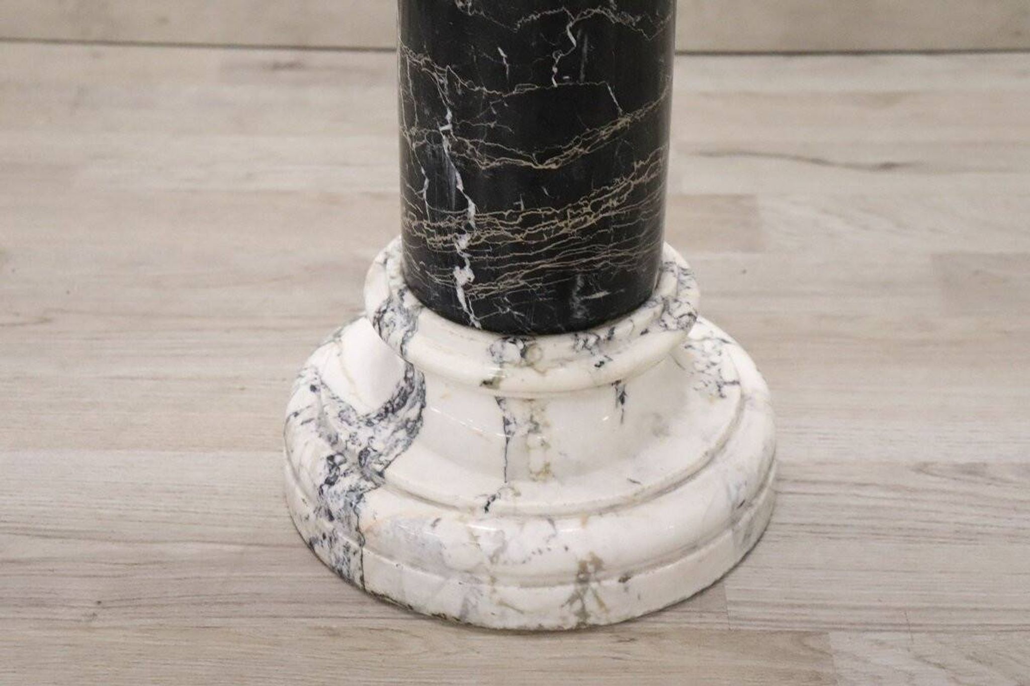 Antique black and white marble column, Italy, late 19th century