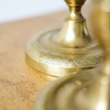 Set of 2 finely chiseled brass candle holders