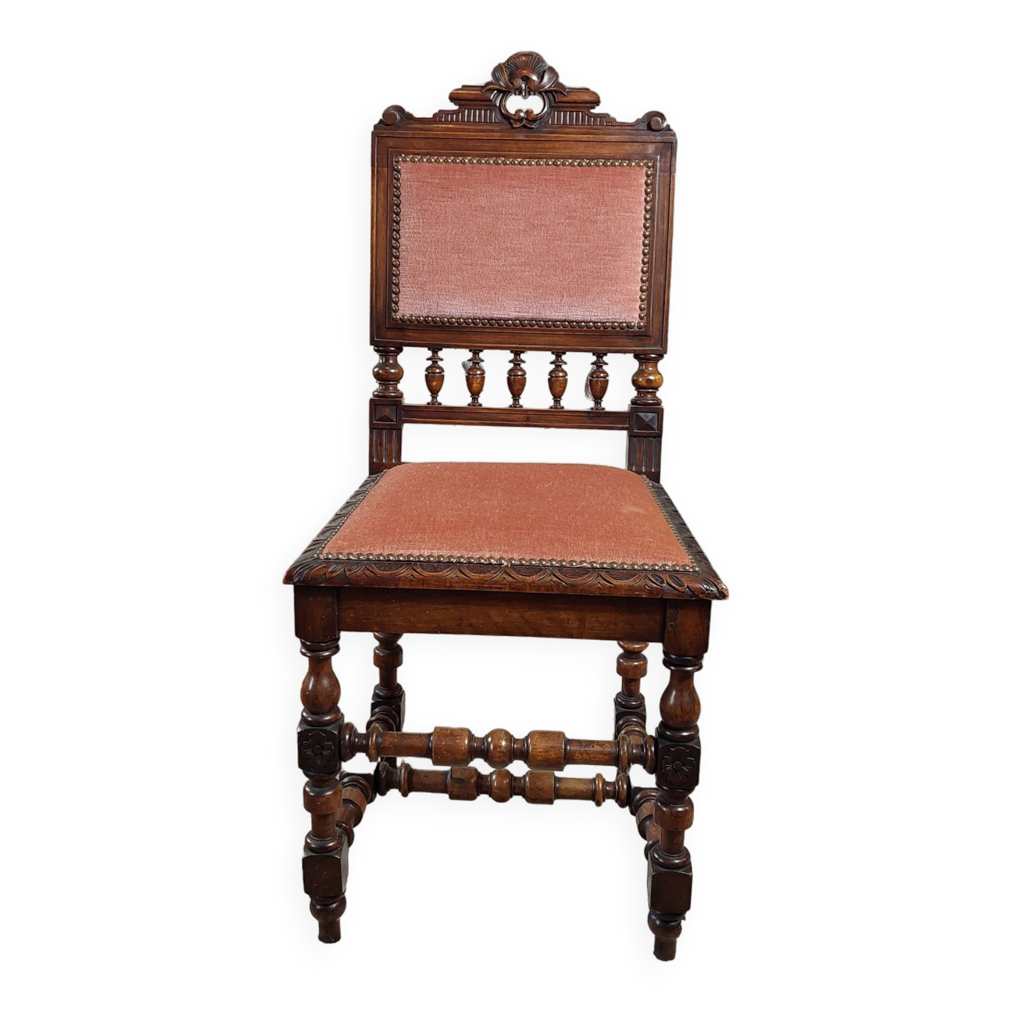 Oak and velvet chair