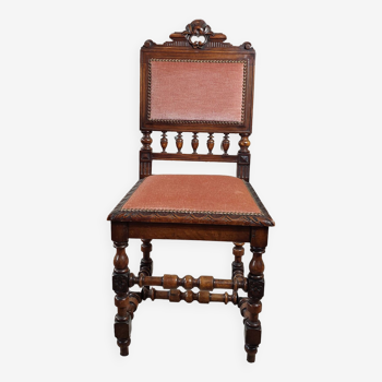 Oak and velvet chair