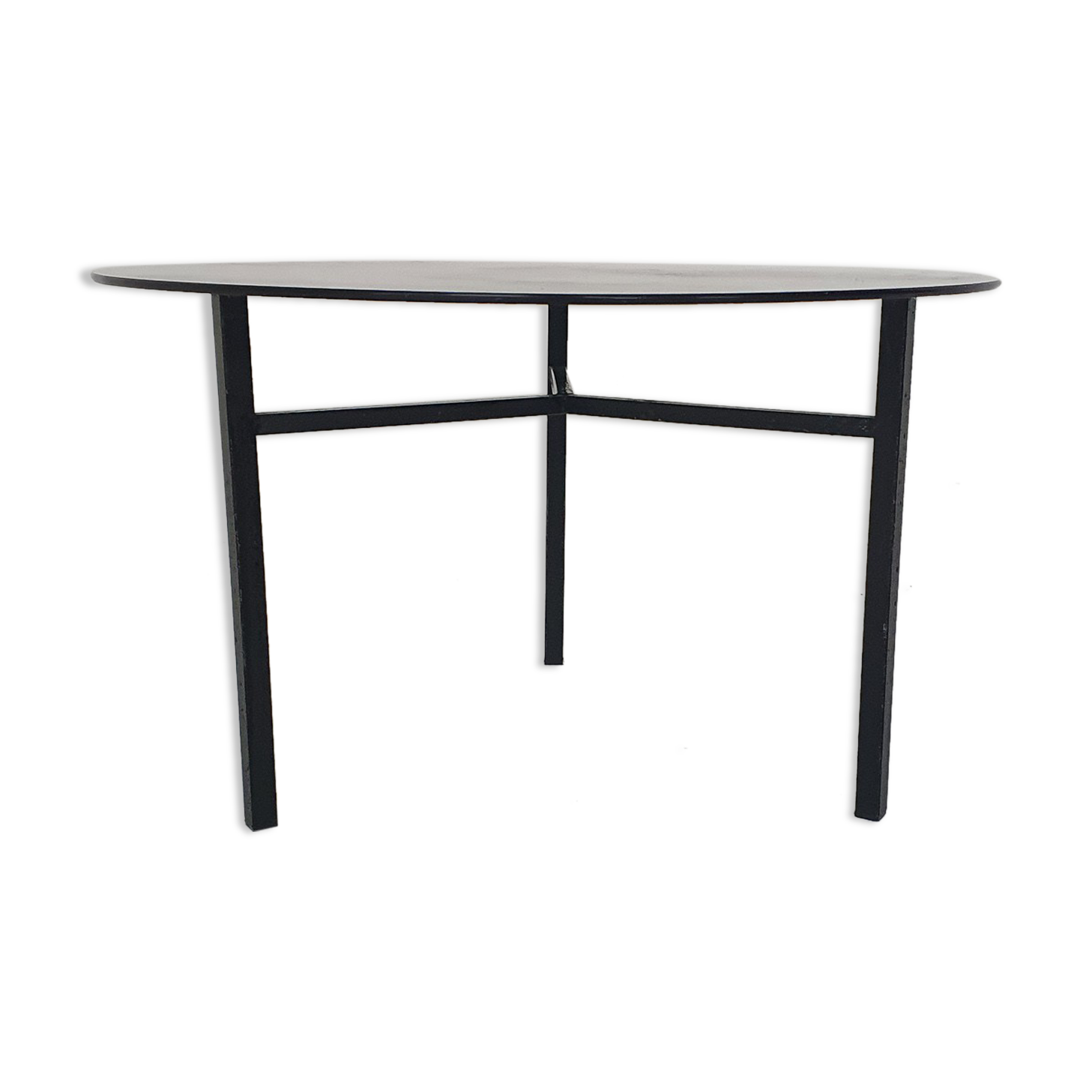 Table basse ronde en verre et en métal Pays-Bas des années 1960