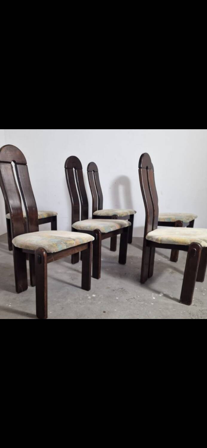 Brutalist Post Modern Dutch Organic Curvy Dining Chairs, 1980s, Set of 6