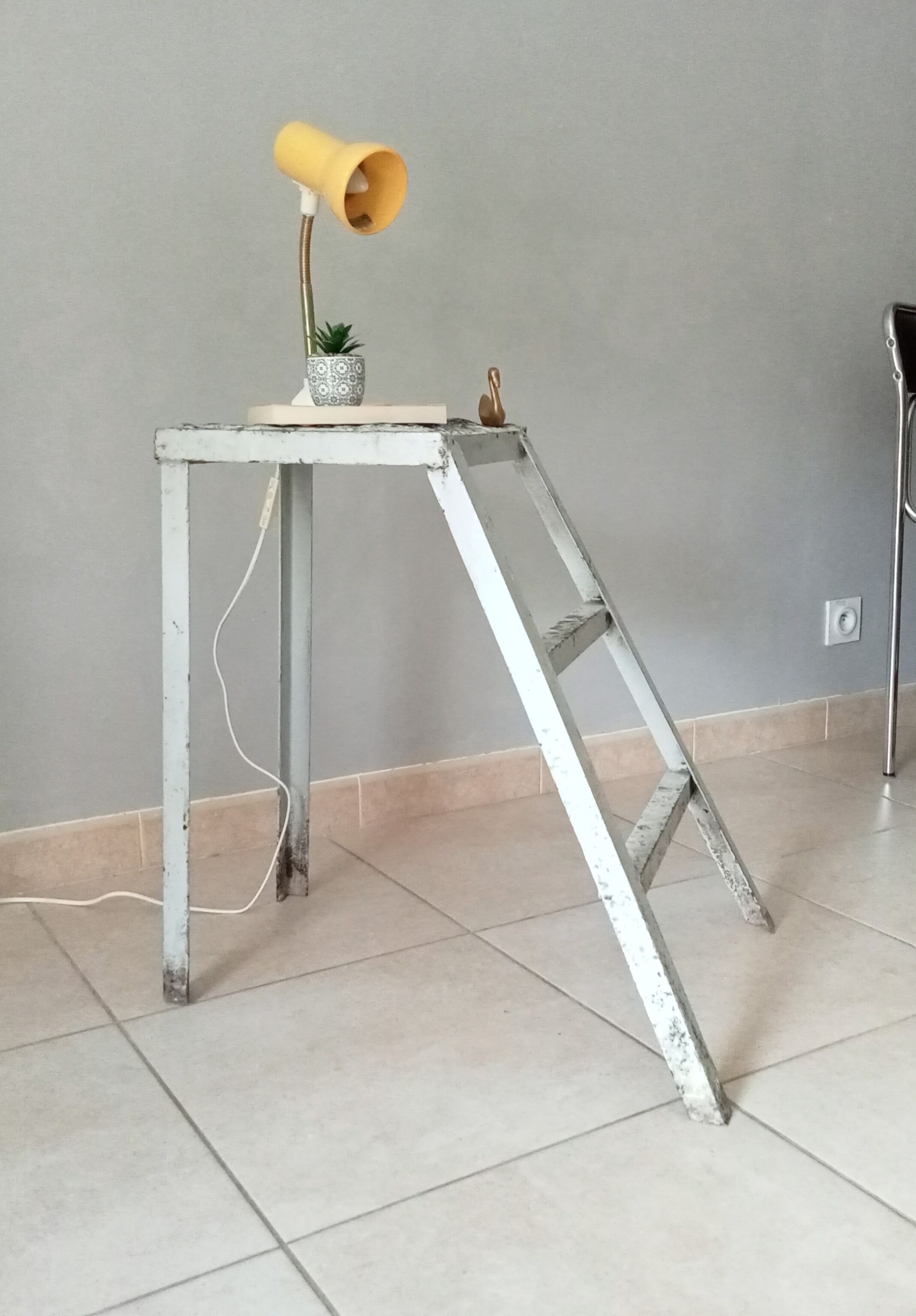 Vintage workshop metal stepladder