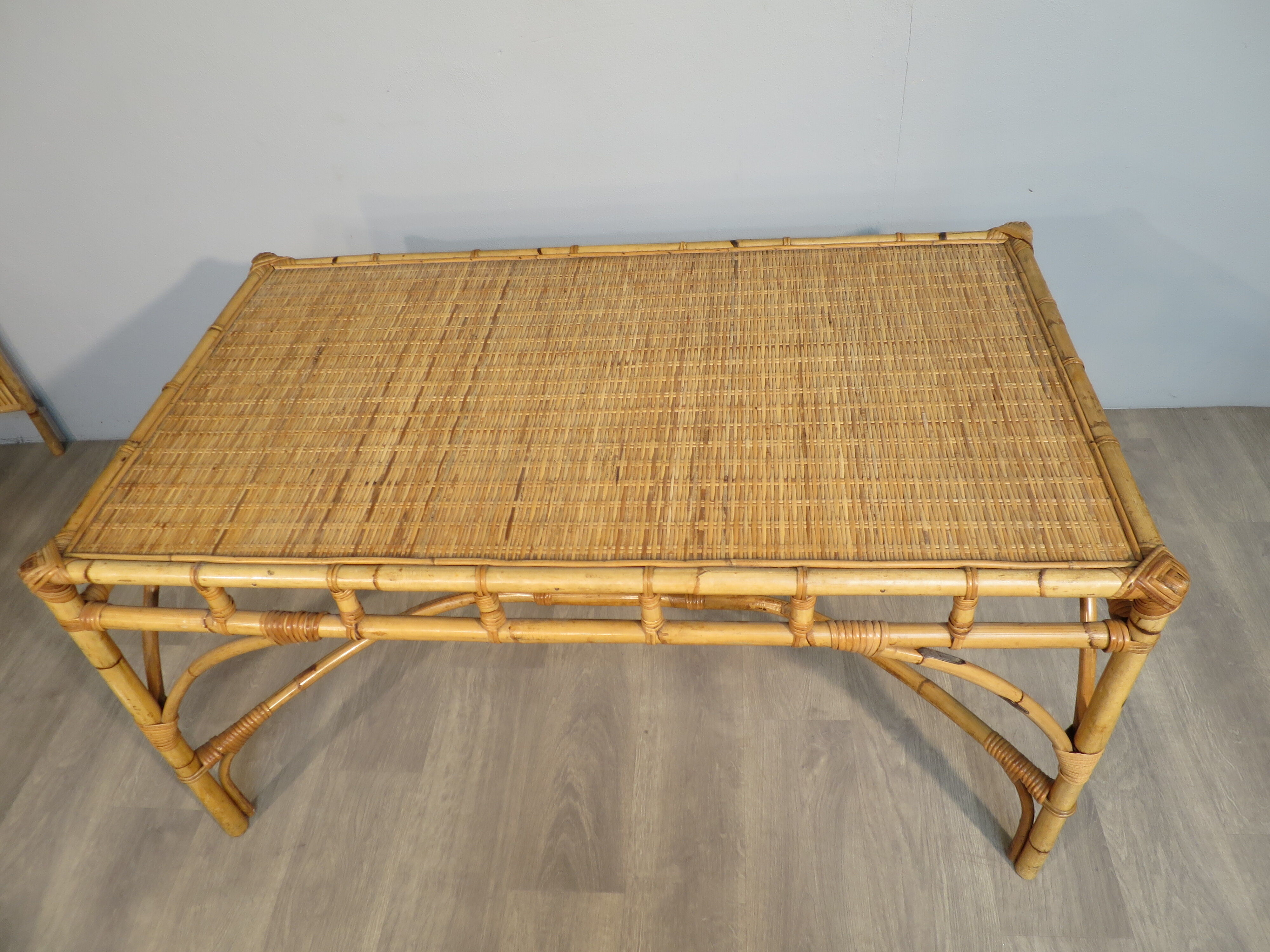 Rattan table, 70s