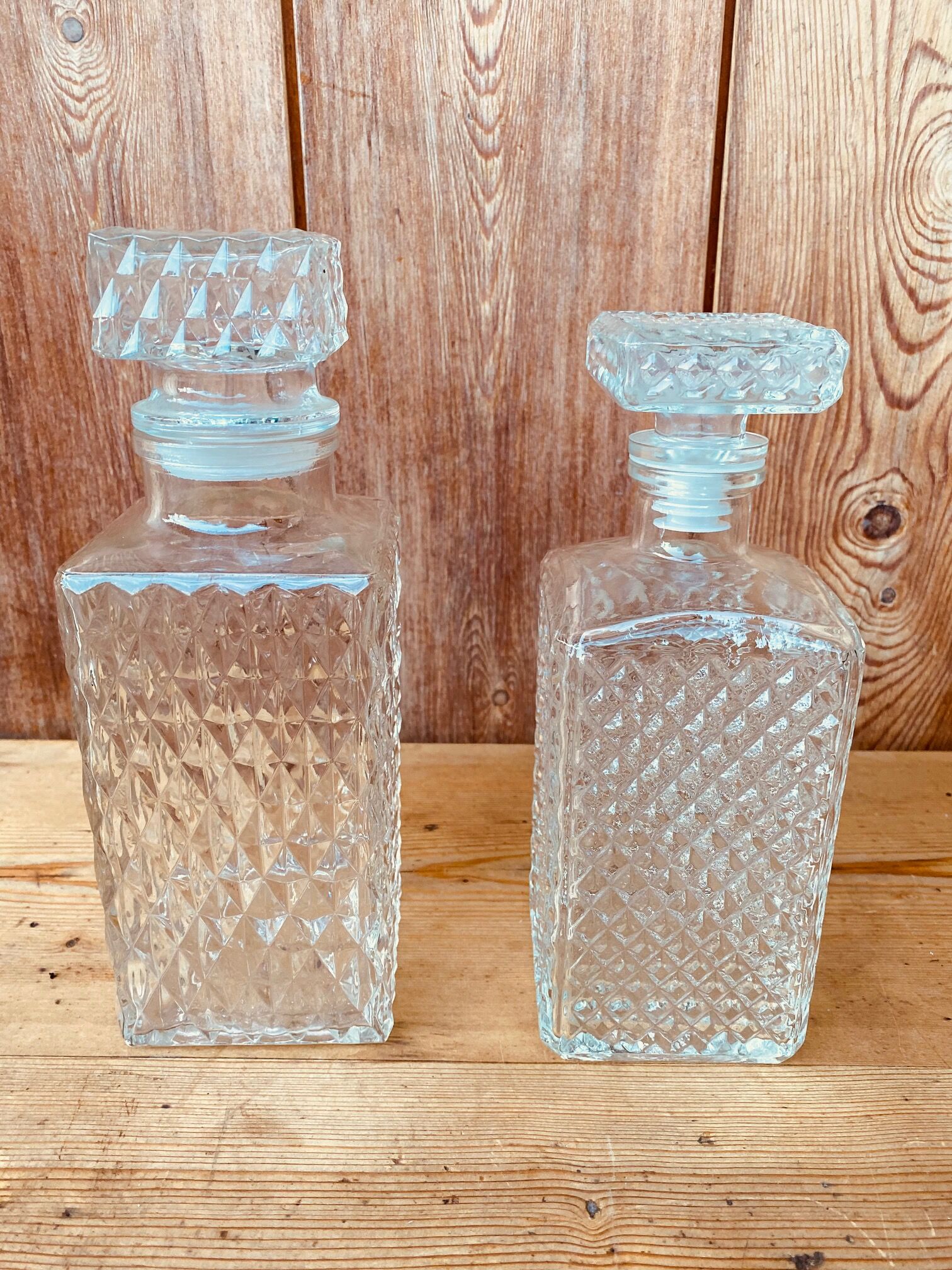 Vintage whisky decanter duo