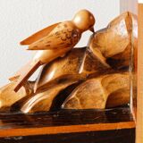 Pair of wooden bookends, birds, art deco,