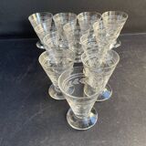 12 liqueur glasses – guilloché crystal – art deco