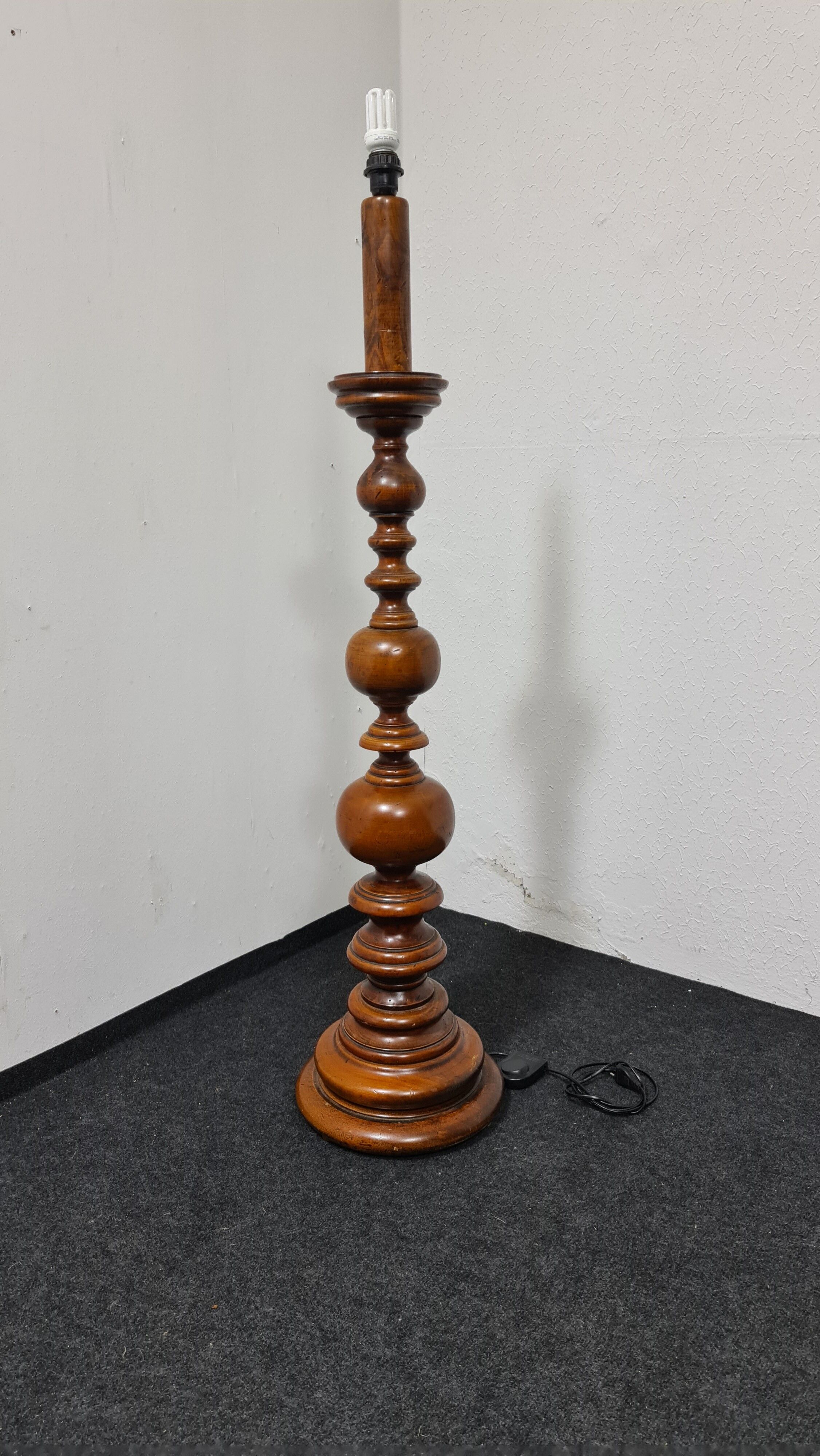 Vintage turned wood floor lamp