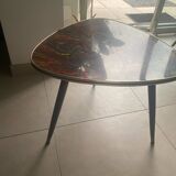 Triangular Formica side table with patterns, vintage 70s
