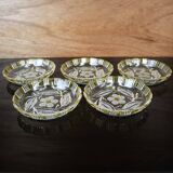 5 Walther Glas Bohemian crystal bowls with yellow and flower pattern