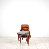 3 Niels Møller „Model 75“ teak dining chairs reupholstered