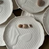 10 Assiettes plates vintage forme poisson