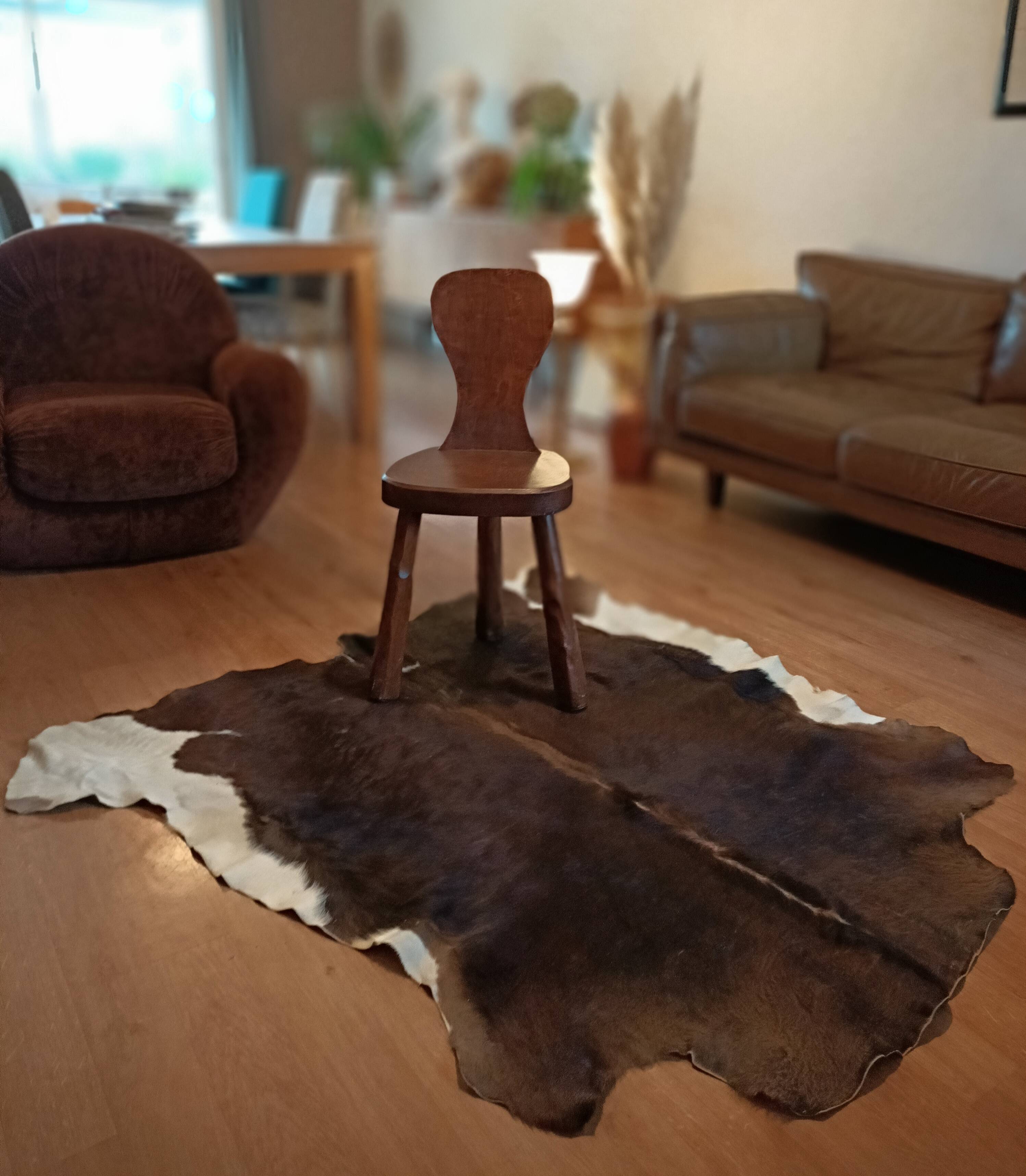 Vintage cow skin carpet, 140 cm x146 cm